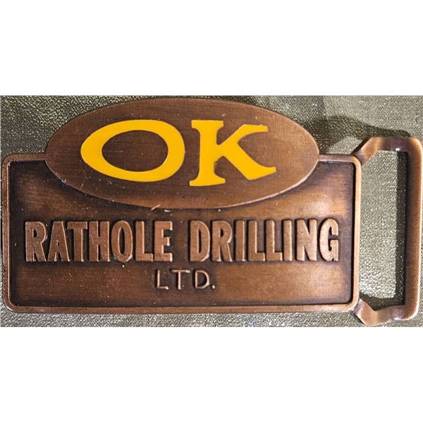 OK Rathole Drilling Ltd. Cast Brass Belt Buckle With Handle