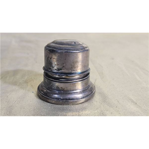 Metallic Inkwell with Hinged Lid and Interior Lining, 2-Inch Height