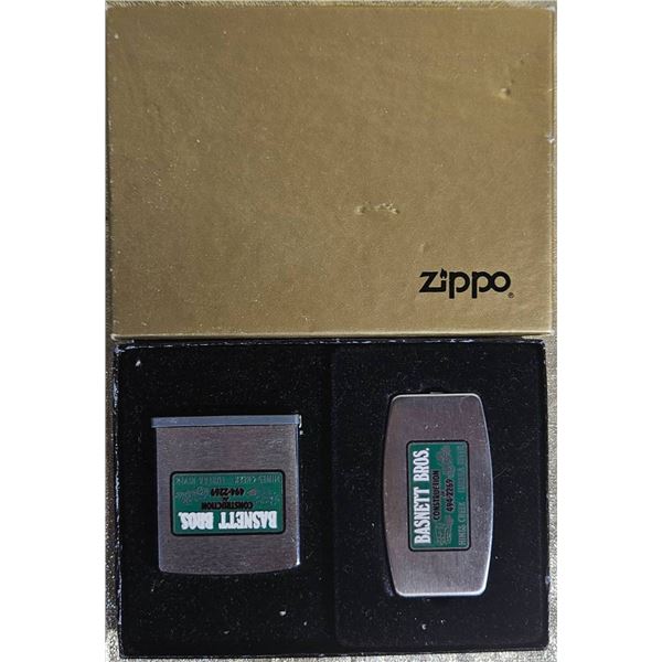 Zippo Collectible Lighters with Bassett Bros Branding in Original Case