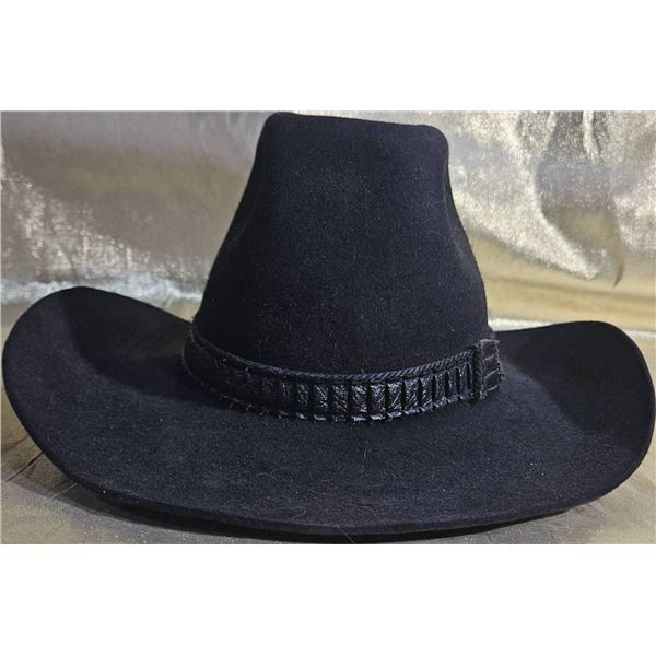 Black Felt Cowboy Hat with Detailed Band and Satin Lining
