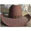Image 1 : Brown Felt Cowboy Hat with Decorative Band, Size 7 1/4