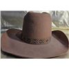 Image 3 : Brown Felt Cowboy Hat with Decorative Band, Size 7 1/4