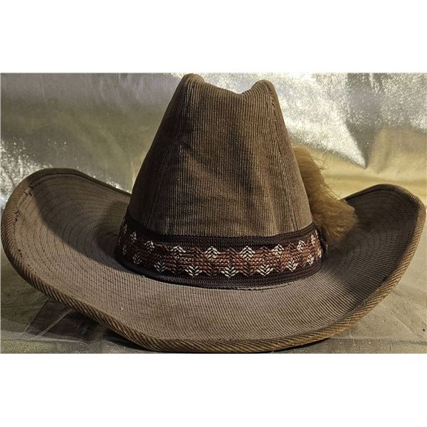 Western-Style Brown Hat with Decorative Band and Makers Mark