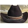 Image 3 : Brown Felt Cowboy Hat With Leather and Fleece Band Detail