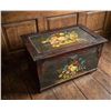 Image 1 : Wooden Chest with Floral Hand-Painted Decorations and Velvet-Lined Interior