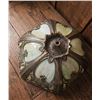 Image 2 : Antique-Style Brass and Green Slag Glass Lamp Shade