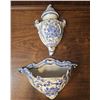 Image 1 : Blue and White Ceramic Wall-Mounted Planter with Lid