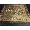 Image 2 : Embossed Metal Storage Chest With Figural Designs and Hinged Lid