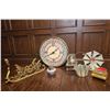 Image 1 : Decorative Objects Including Hand-Painted Wall Clock, Windmill, and More
