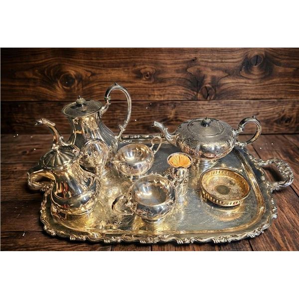 Marlboro Silver-Plated Coffee and Tea Set with Serving Tray