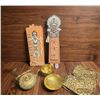 Image 1 : Handcrafted Decorative Items Including Kachina Wall Art and Brass Teapot