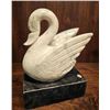 Image 1 : Italian Carved Marble Swan Figurine on Black Marble Base, 9 Inches H