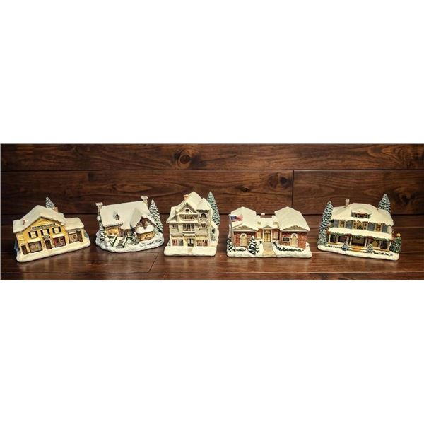 Hawthorne Village Norman Rockwell Christmas Village Figurines Set of Five