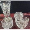 Image 10 : Clear Cut Glass Bowls, Glasses, and Decorative Items