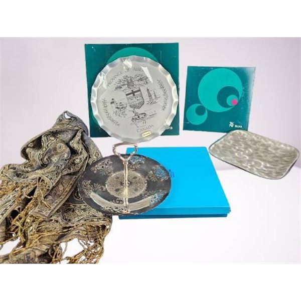 Decorative Serving Trays, Including WMF Ikora and Victorian Silver Tray