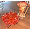 Image 1 : Murano-Style Glass Bowl and Floral Ceramic Pitcher Set