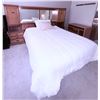 Image 1 : Oak Queen Bed Frame with Mirrored Storage Headboard and Side Cabinets
