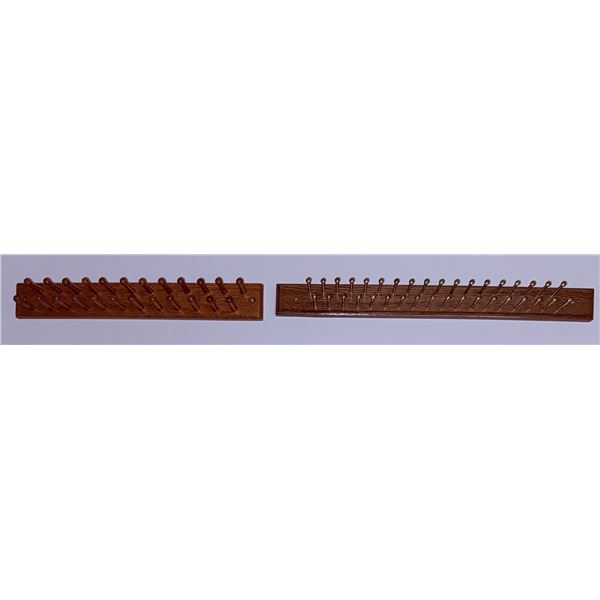 Wooden Wall-Mounted Key Racks with Brass Hooks, Set of Two