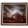 Image 1 : Framed Oil on Canvas Landscape Painting of A Rural Cabin