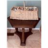 Image 1 : Wooden Hexagonal Side Table with Basket of Matchbooks