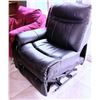 Image 3 : Two-Piece Seating Set: Red Upholstered Lounge Chair and Black Faux Leather Recliner