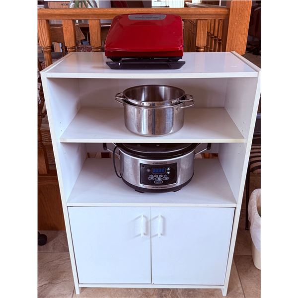 White Freestanding Storage Cabinet With Shelves and Double Door Base