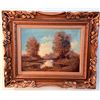 Image 1 : Oil Painting of a Landscape Scene in a Carved Wooden Frame