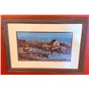 Image 1 : Framed Maritime Harbor Scene Print in Wood Frame
