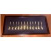 Image 1 : 12 Gold-Toned Metal Spoons in Shadow Box Display