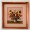Image 1 : Framed Floral Needlepoint Artwork Featuring Sunflowers