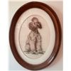 Image 1 : Framed Needlepoint Artwork Depicting a Poodle in Oval Wooden Frame