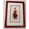 Image 1 : Framed Wall Art Featuring Embroidered Red Tulips