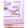Image 2 : Framed Watercolor Landscape Painting with Bamboo Bridge and Palm Tree