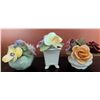 Image 1 : 3 English Bone China Floral Figurines by Crown Royal, Thorley, and Royal Albert