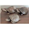 Image 1 : Three Hand-Carved Mahogany Tortoise Figurines