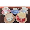 Image 1 : Five English Bone China Teacups and Saucers from Various Makers