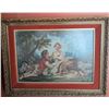 Image 1 : Framed Needlepoint Tapestry Depicting Pastoral Scene with Ornate Gilded Frame