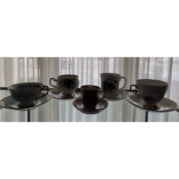 Five Fine Bone China Tea Cups And Saucers By Various Makers