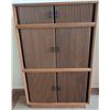 Image 1 : Modular Wood Cabinet with Slatted Sliding Doors