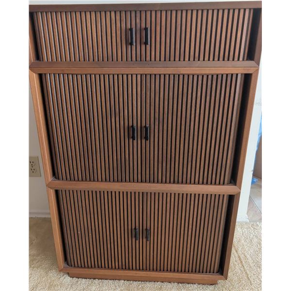 Mid-Century Modern Modular Storage Cabinet with Sliding Doors
