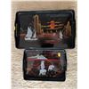 Image 5 : Crystal Decanter Set with Glasses and Hand-Painted Serving Trays