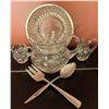 Image 1 : Crystal Serving Set with Pitcher, Creamers, Dish, and Serving Utensils