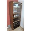 Image 1 : Tall 2 Piece Glass Display Cabinet with Shelving and Brass-Tone Accents