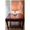 Image 1 : Vintage Oak 2 Tiered Table w/ Brass Touch Lamp