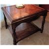 Image 2 : Vintage Oak 2 Tiered Table w/ Brass Touch Lamp