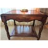 Image 3 : Vintage Oak 2 Tiered Table w/ Brass Touch Lamp