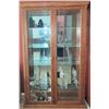 Image 1 : Oak Curio Cabinet w/ Double Doors & Removable Glass Shelves