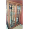 Image 2 : Oak Curio Cabinet w/ Double Doors & Removable Glass Shelves