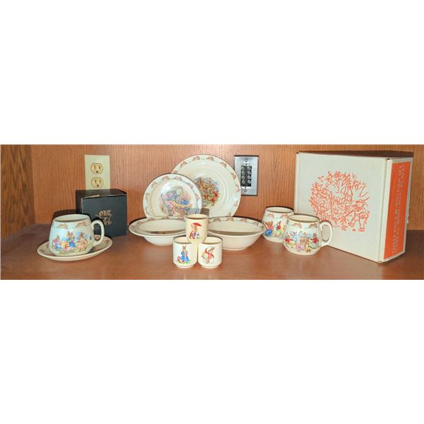 Royal Doulton Bunnykins Porcelain Dishware Set, Various Pieces
