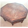 Image 1 : Octagonal Wooden Coffee Table With Carved Details and Turned Legs